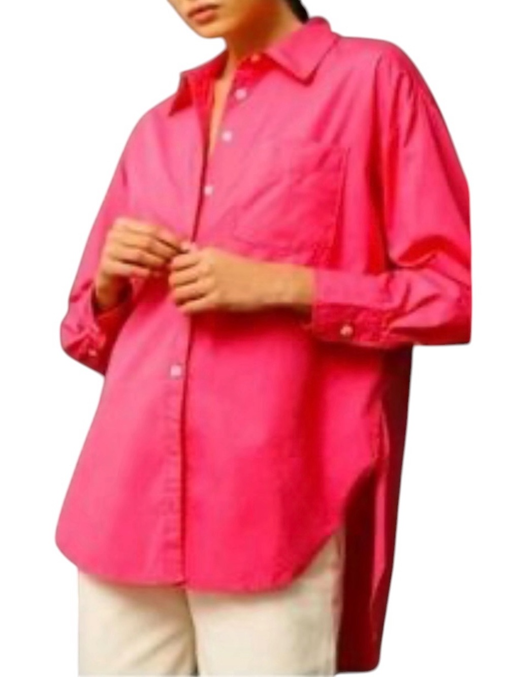 Anthropologie Maeve Long Sleeve 100% Cotton Blouse Never Worn NWOT XL Fuschia